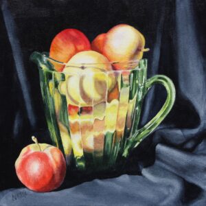 Apples in vintage glass