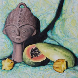 Still life with African head